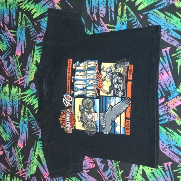 VTG 1993 Harley Davidson The York Museum Tour Double Sided T-Shirt - Picture 1 of 12